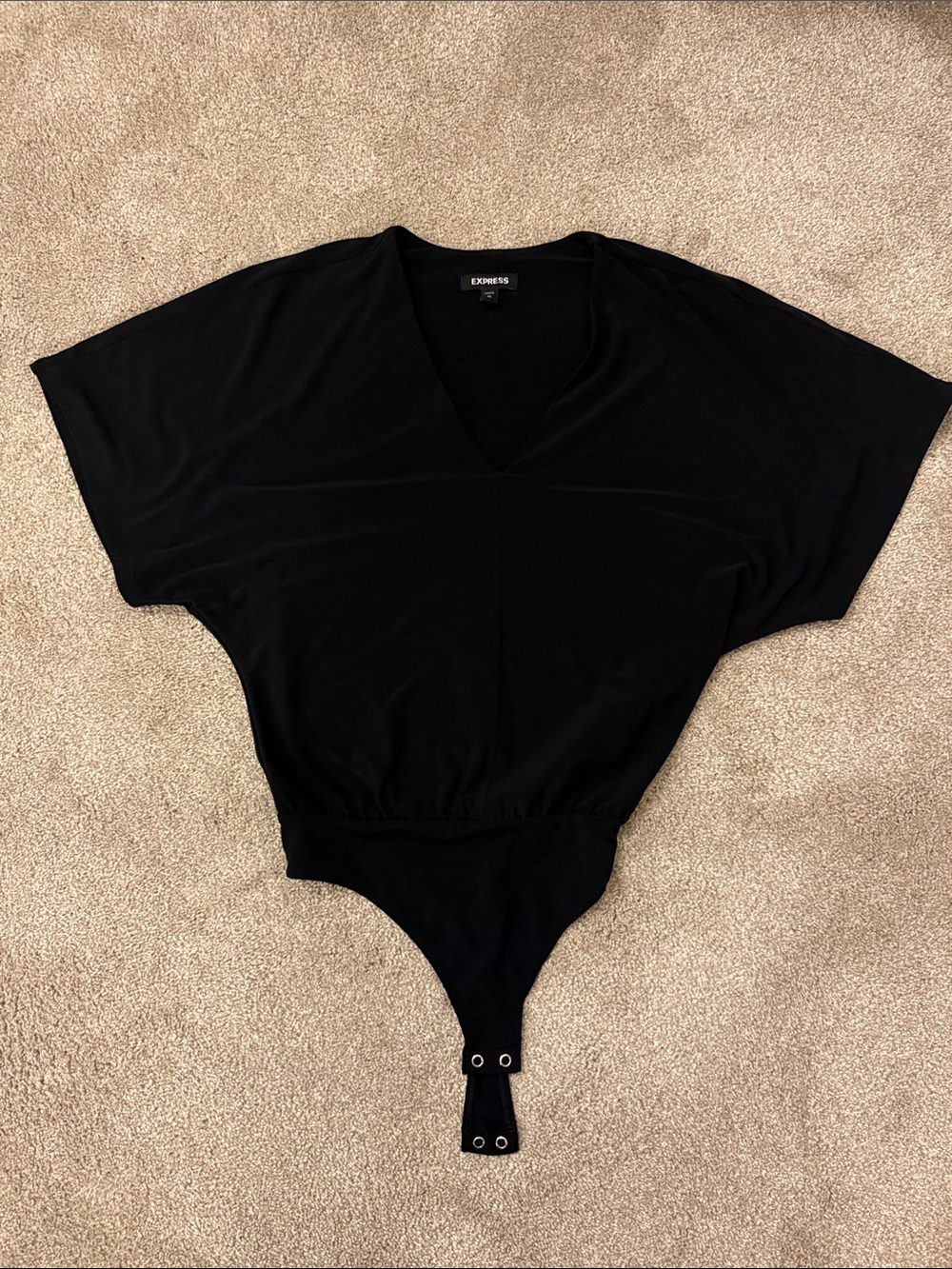 Express Black V-Neck Short Sleeve Bodysuit